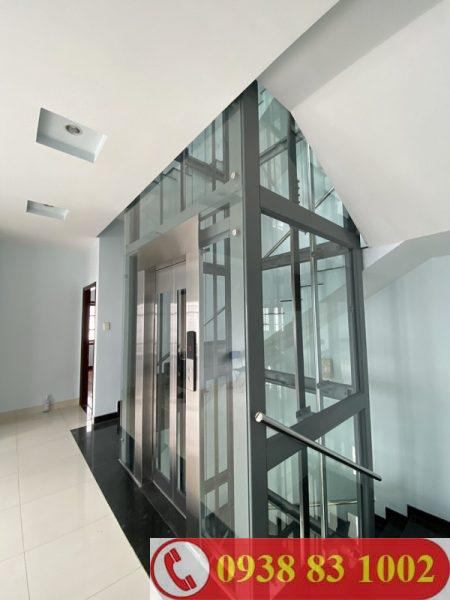 thang máy khung thép kính cường lực