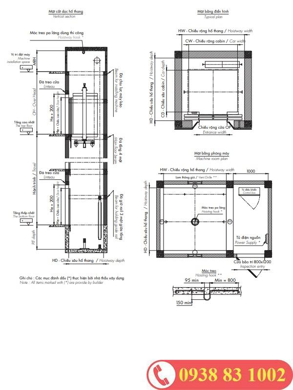 Kích thước hố thang máy
