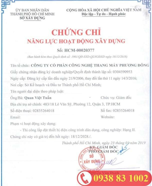 chứng chỉ xây dựng